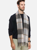 Ovcio Brown Gray Plaid Mens Cashmere Scarf