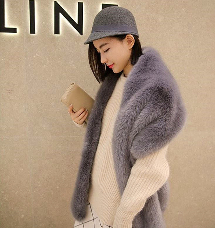 MR ALFRED SHOP COLLECTIONS Winter Fox fur feel Scarf Women Cappa faux fur