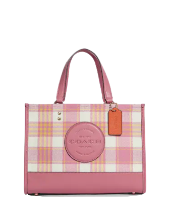 Coach Dempsey Carryall With Garden Plaid Print And Coach Patch